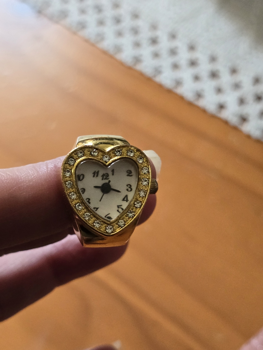 Gold Tone Heart Ring WUrban Outfitters Gold Heart Ring Watch with Clear Crystals